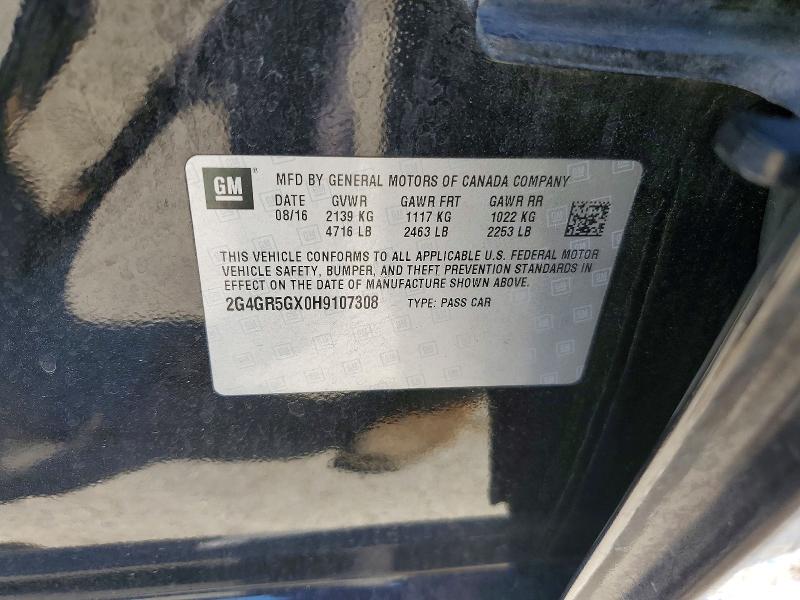 54120016 :رقم المزاد ، 2G4GR5GX0H9107308 vin ، 2017 Buick Regal مزاد بيع