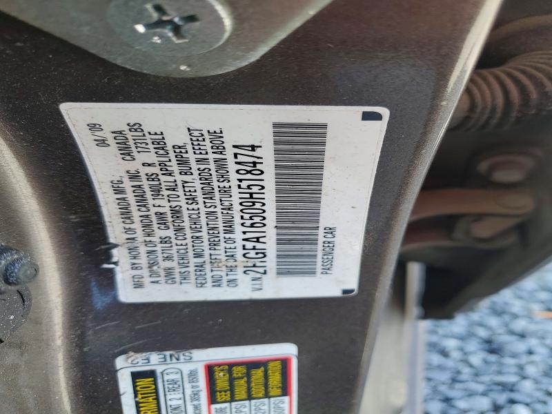 Продаж на аукціоні авто 2009 Honda Civic, vin: 2HGFA16509H518474, номер лоту: 54243146