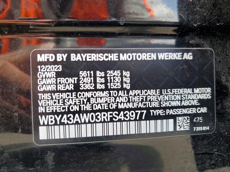 Продажа на аукционе авто 2024 Bmw I4, vin: WBY43AW03RFS43977, номер лота: 55574076