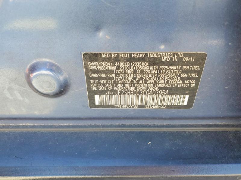 Продаж на аукціоні авто 2012 Subaru Forester, vin: JF2SHBDC3CG403954, номер лоту: 52065266
