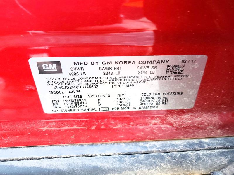 Продажа на аукционе авто 2017 Buick Encore, vin: KL4CJDSM0HB145602, номер лота: 53534736