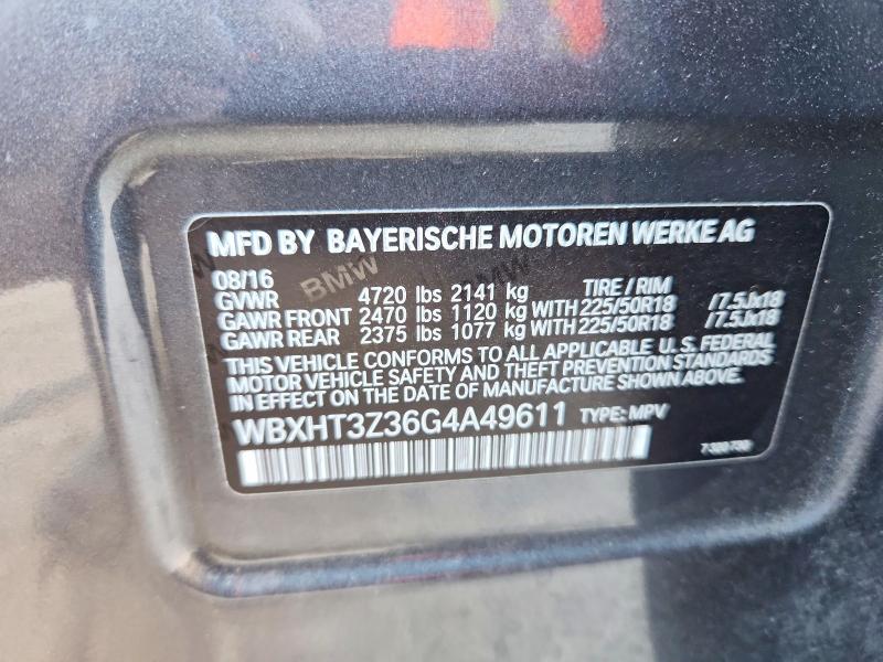 52657876 :رقم المزاد ، WBXHT3Z36G4A49611 vin ، 2016 Bmw X1 مزاد بيع