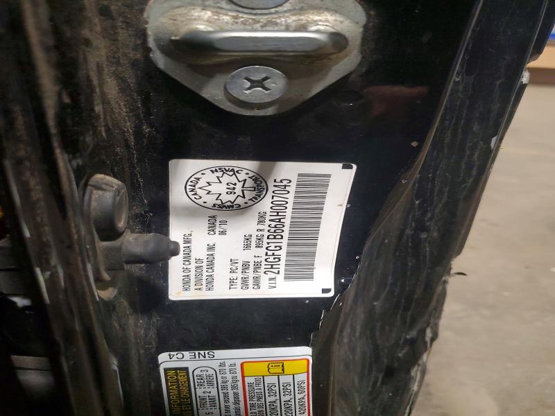 2010 Honda Civic მანქანა იყიდება აუქციონზე, vin: 2HGFG1B66AH007045, აუქციონის ნომერი: 52290606