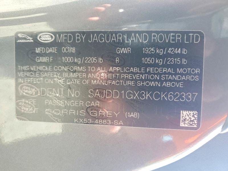 55005616 :رقم المزاد ، SAJDD1GX3KCK62337 vin ، 2019 Jaguar F-type مزاد بيع