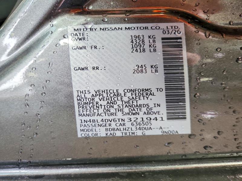 Продажа на аукционе авто 2026 Nissan Altima, vin: 1N4BL4DV6TN321941, номер лота: 53752196