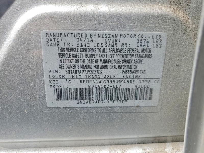 Aukcja sprzedaży 2018 Nissan Sentra, vin: 3N1AB7AP7JY303709, numer aukcji: 53047616
