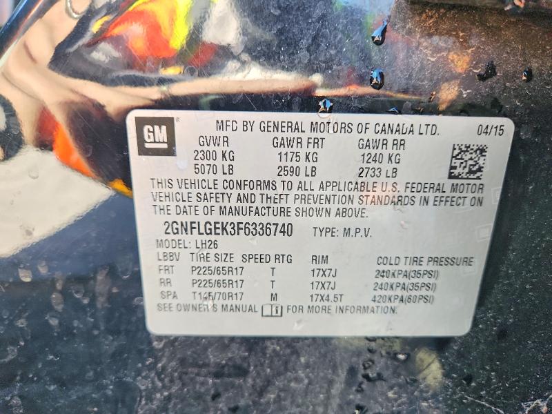 Продаж на аукціоні авто 2015 Chevrolet Equinox, vin: 2GNFLGEK3F6336740, номер лоту: 52444916
