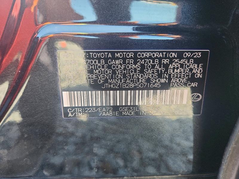 Aukcja sprzedaży 2023 Lexus Is 350, vin: JTHGZ1B28P5071645, numer aukcji: 51169426