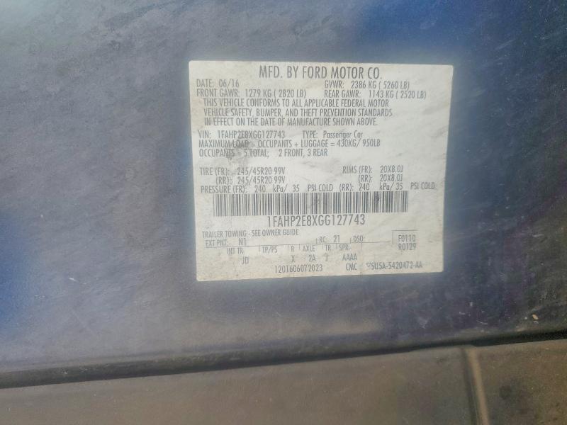 2016 Ford Taurus მანქანა იყიდება აუქციონზე, vin: 1FAHP2E8XGG127743, აუქციონის ნომერი: 54105616