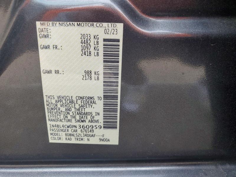 52156506 :رقم المزاد ، 1N4BL4CW0PN360959 vin ، 2023 Nissan Altima مزاد بيع