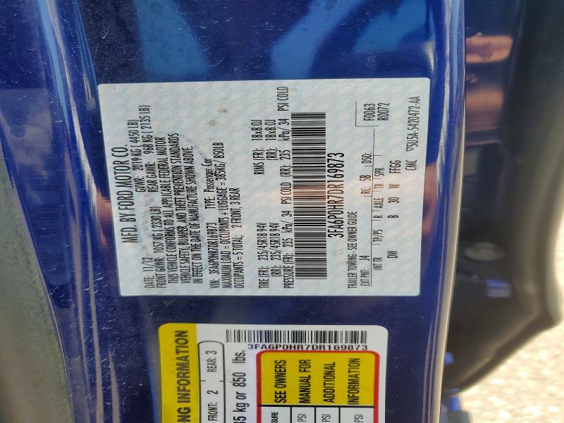 2013 Ford Fusion მანქანა იყიდება აუქციონზე, vin: 3FA6P0HR7DR169873, აუქციონის ნომერი: 55101336