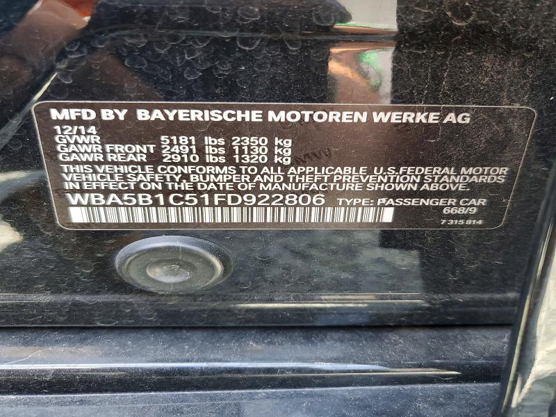 Продажа на аукционе авто 2015 Bmw 535, vin: WBA5B1C51FD922806, номер лота: 53084906