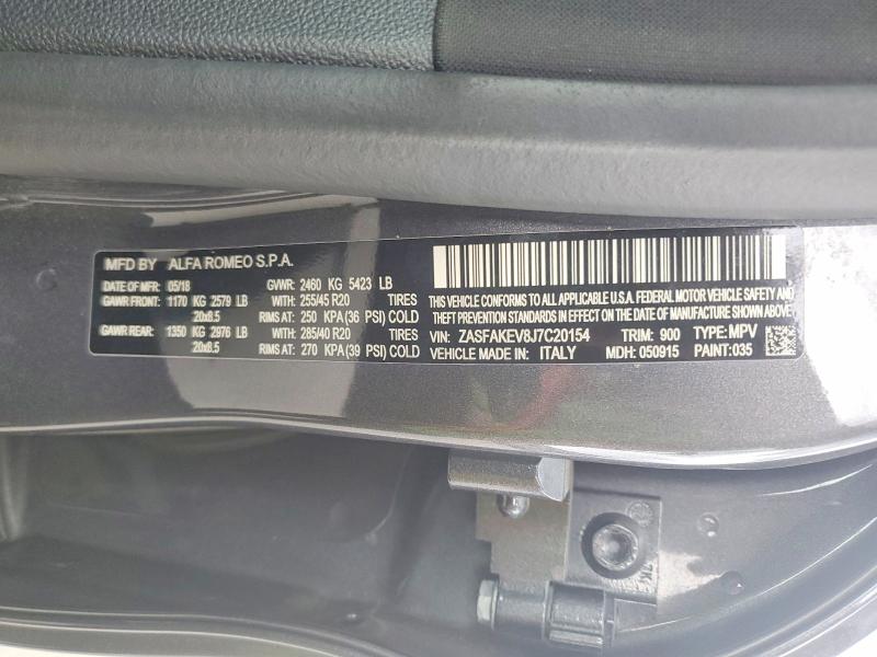 Aukcja sprzedaży 2018 Alfa Romeo Stelvio, vin: ZASFAKEV8J7C20154, numer aukcji: 53822656