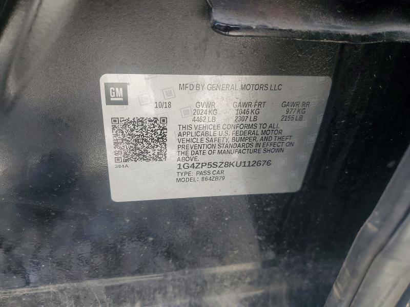 54945026 :رقم المزاد ، 1G4ZP5SZ8KU112676 vin ، 2019 Buick Lacrosse مزاد بيع