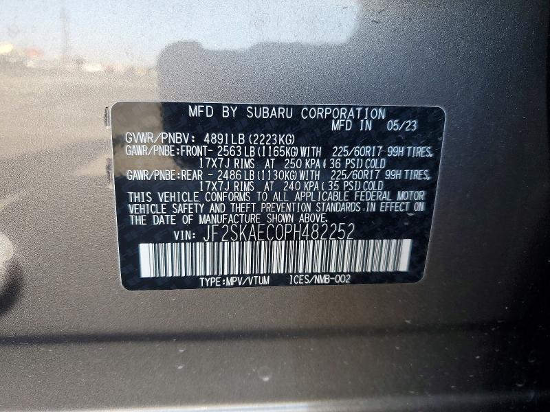 Aukcja sprzedaży 2023 Subaru Forester, vin: JF2SKAEC0PH482252, numer aukcji: 53408546