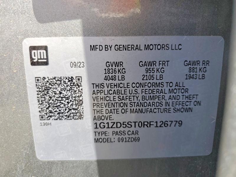 2024 Chevrolet Malibu მანქანა იყიდება აუქციონზე, vin: 1G1ZD5ST0RF126779, აუქციონის ნომერი: 60523586