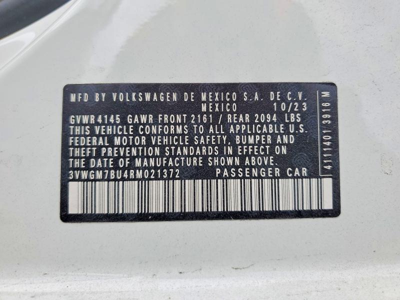 Продажа на аукционе авто 2024 Volkswagen Jetta, vin: 3VWGM7BU4RM021372, номер лота: 54417046
