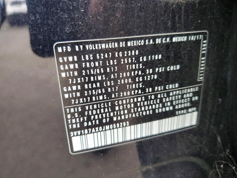 2018 Volkswagen Tiguan მანქანა იყიდება აუქციონზე, vin: 3VV1B7AX0JM059293, აუქციონის ნომერი: 53444756
