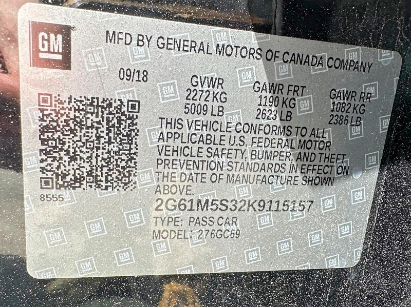 53308036 :رقم المزاد ، 2G61M5S32K9115157 vin ، 2019 Cadillac Xts مزاد بيع