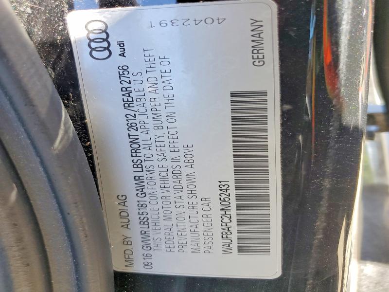2017 Audi A6 მანქანა იყიდება აუქციონზე, vin: WAUF8AFC2HN052431, აუქციონის ნომერი: 52125956