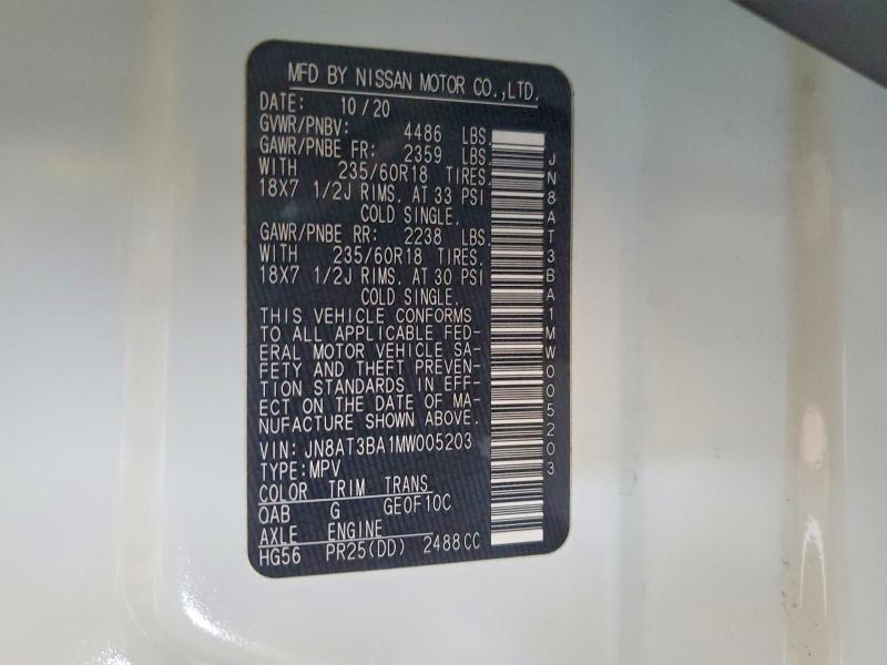 Продажа на аукционе авто 2021 Nissan Rogue, vin: JN8AT3BA1MW005203, номер лота: 55453746