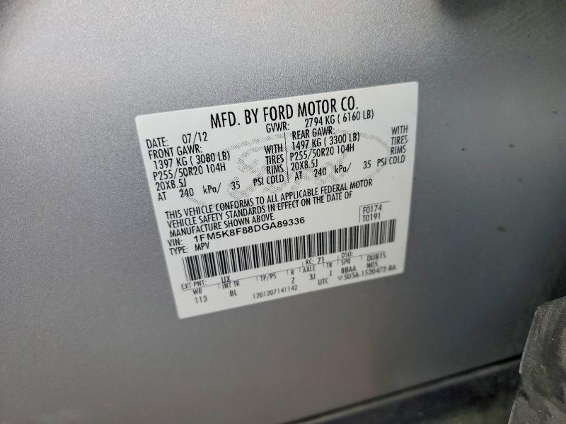 2013 Ford Explorer მანქანა იყიდება აუქციონზე, vin: 1FM5K8F88DGA89336, აუქციონის ნომერი: 53948846