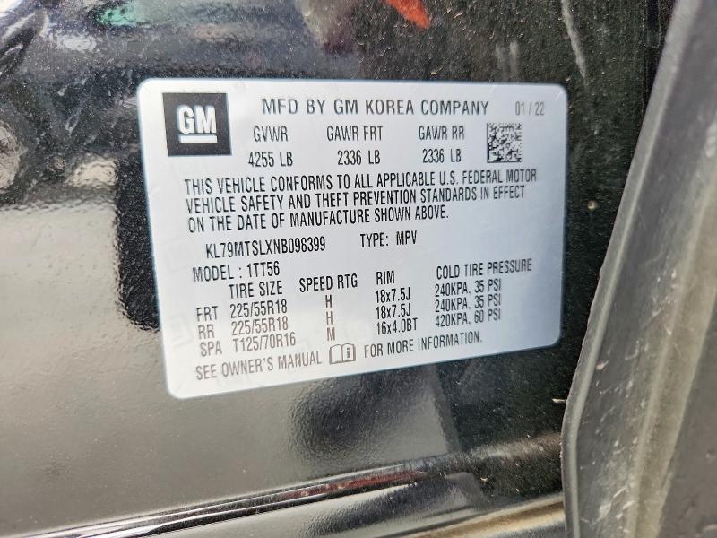 54002106 :رقم المزاد ، KL79MTSLXNB098399 vin ، 2022 Chevrolet Trailblazer مزاد بيع
