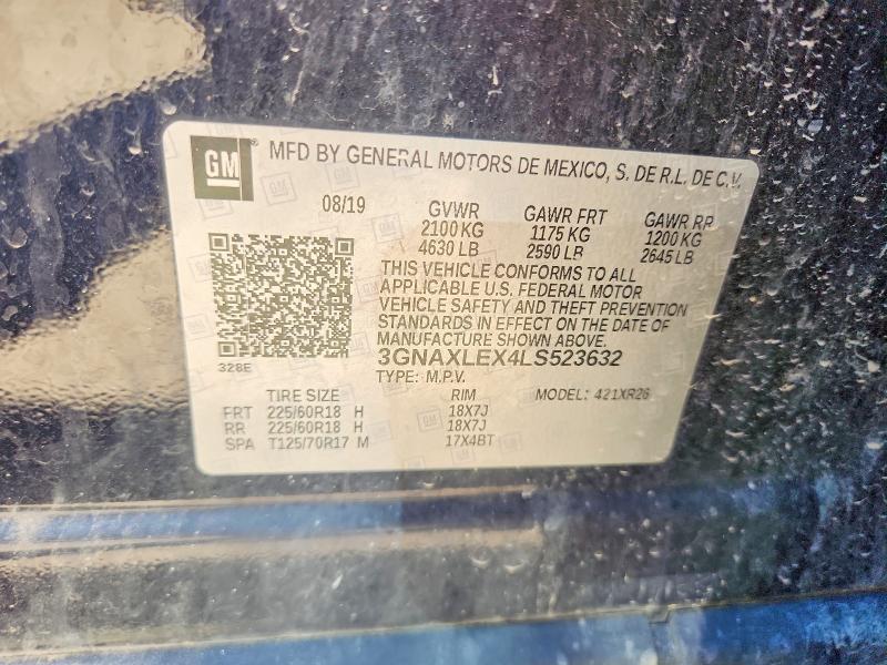 Продаж на аукціоні авто 2020 Chevrolet Equinox, vin: 3GNAXLEX4LS523632, номер лоту: 53629536
