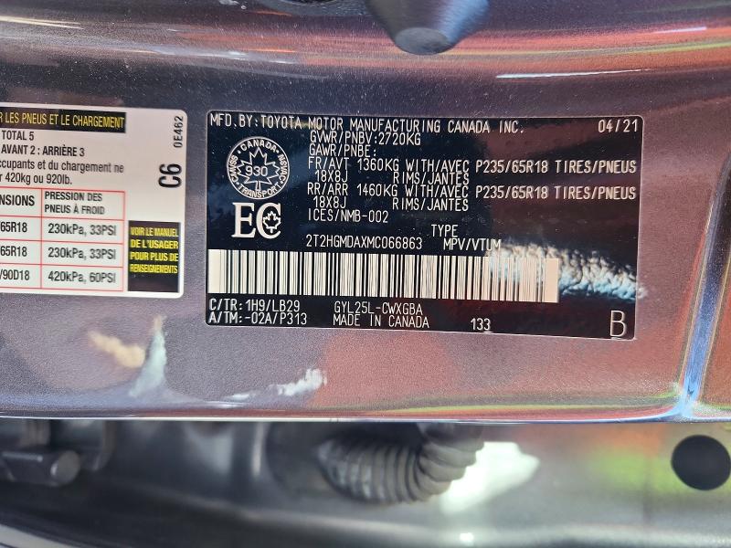 53902596 :رقم المزاد ، 2T2HGMDAXMC066863 vin ، 2021 Lexus Rx مزاد بيع