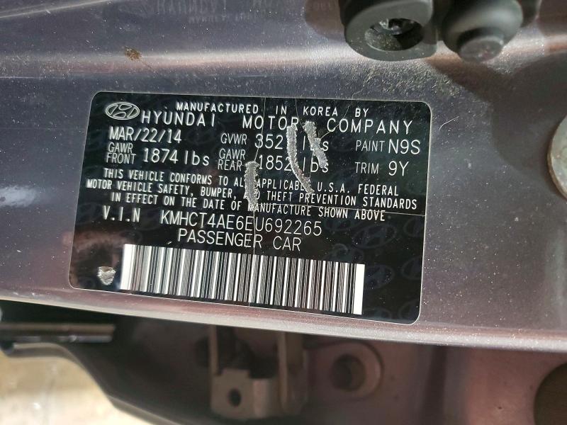 54665246 :رقم المزاد ، KMHCT4AE6EU692265 vin ، 2014 Hyundai Accent مزاد بيع