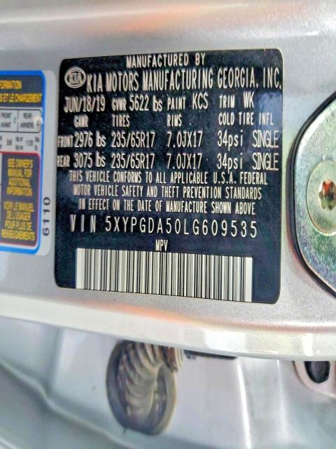 Aukcja sprzedaży 2020 Kia Sorento, vin: 5XYPGDA50LG609535, numer aukcji: 52560566