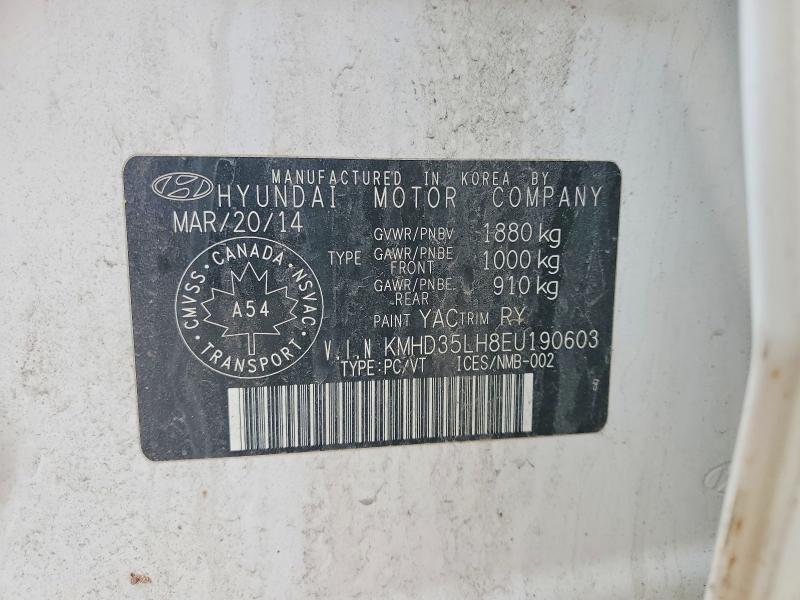 2014 Hyundai Elantra Gt Se 5dr მანქანა იყიდება აუქციონზე, vin: KMHD35LH8EU190603, აუქციონის ნომერი: 51068926