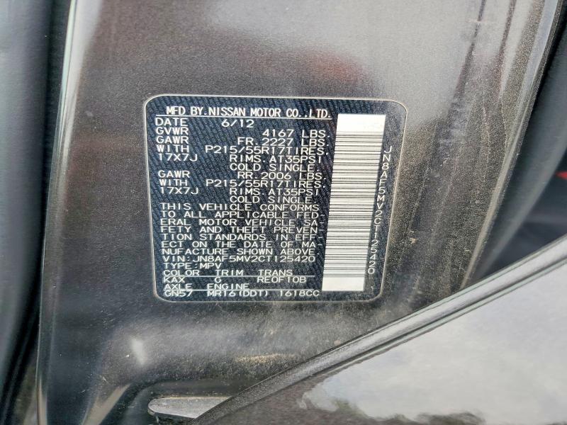 55256796 :رقم المزاد ، JN8AF5MV2CT125420 vin ، 2012 Nissan Juke مزاد بيع