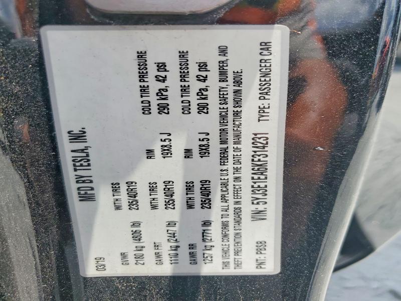 Auction sale of the 2019 Tesla Model 3, vin: 5YJ3E1EA6KF314231, lot number: 54013466