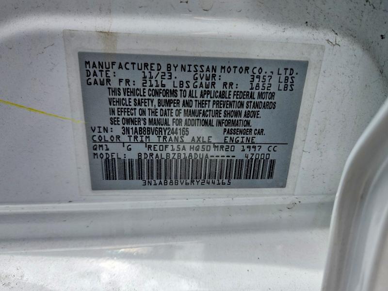 2024 Nissan Sentra მანქანა იყიდება აუქციონზე, vin: 3N1AB8BV6RY244165, აუქციონის ნომერი: 54997696