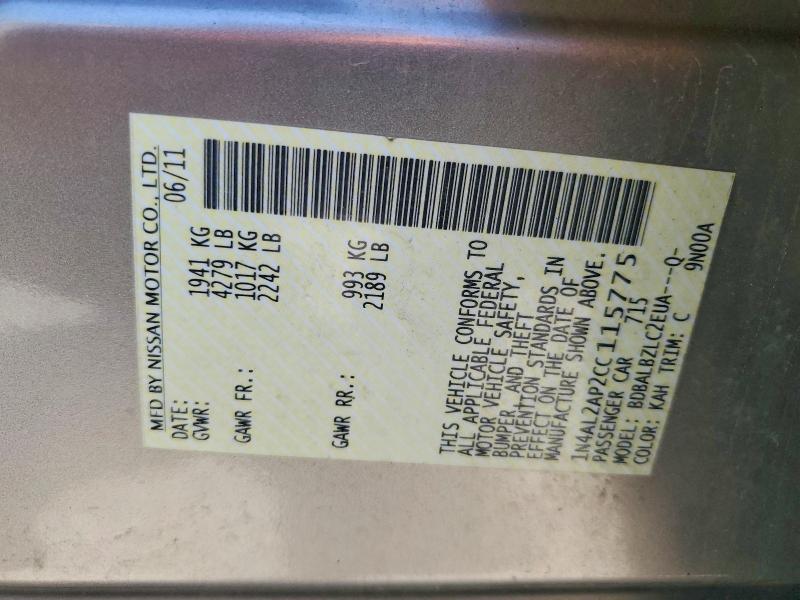 Продажа на аукционе авто 2012 Nissan Altima, vin: 1N4AL2AP2CC115775, номер лота: 52852176
