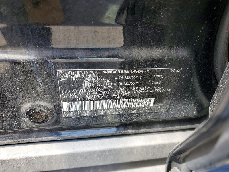 Продаж на аукціоні авто 2022 Toyota Rav4, vin: 2T3C1RFV4NW196254, номер лоту: 54151596