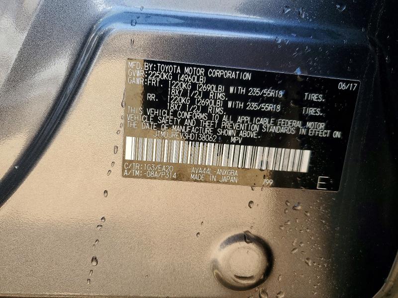Aukcja sprzedaży 2017 Toyota Rav4 Hv, vin: JTMDJREV3HD138062, numer aukcji: 52519146