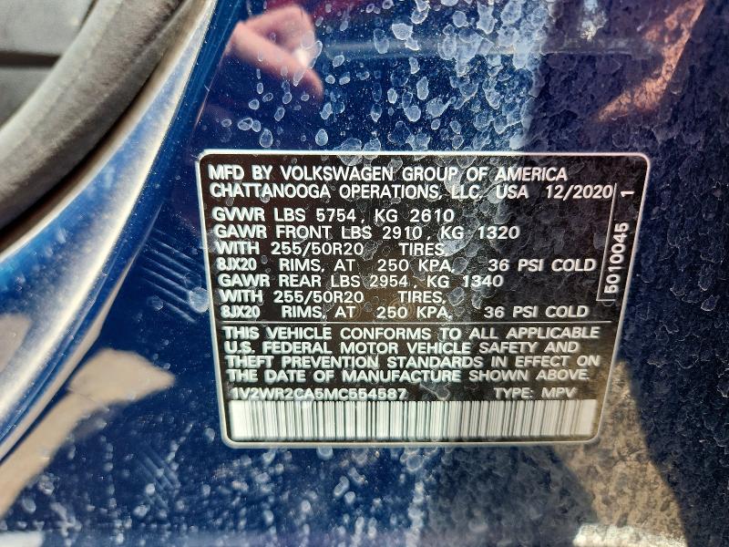 Продажа на аукционе авто 2021 Volkswagen Atlas, vin: 1V2WR2CA5MC554587, номер лота: 51913066