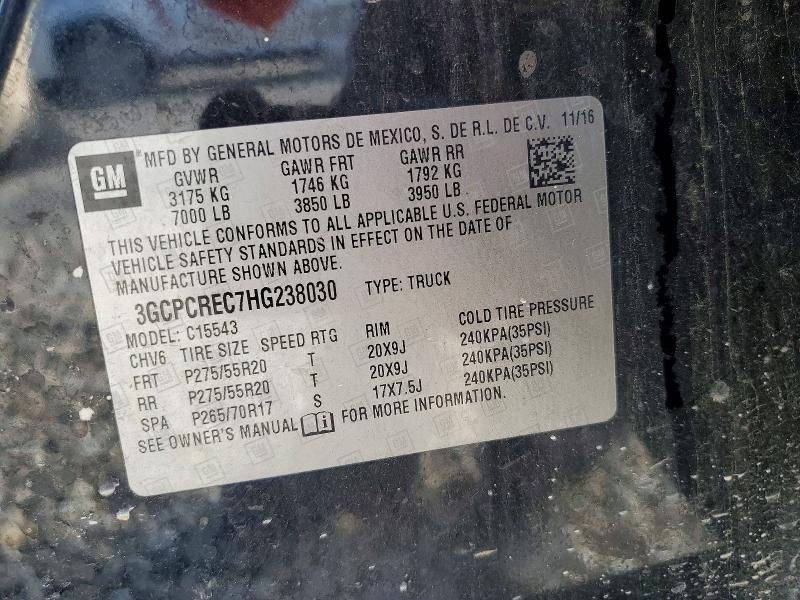 2017 Chevrolet Silverado მანქანა იყიდება აუქციონზე, vin: 3GCPCREC7HG238030, აუქციონის ნომერი: 54420836