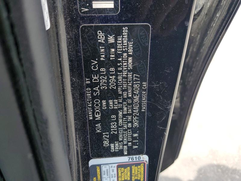 Продажа на аукционе авто 2021 Kia Forte, vin: 3KPF24AD3ME408177, номер лота: 53024516