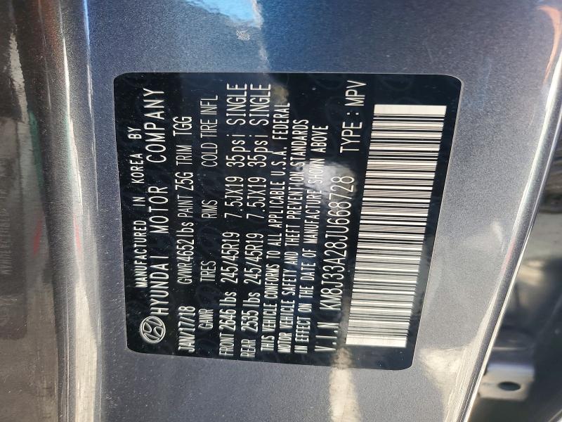 52695816 :رقم المزاد ، KM8J33A28JU668728 vin ، 2018 Hyundai Tucson مزاد بيع