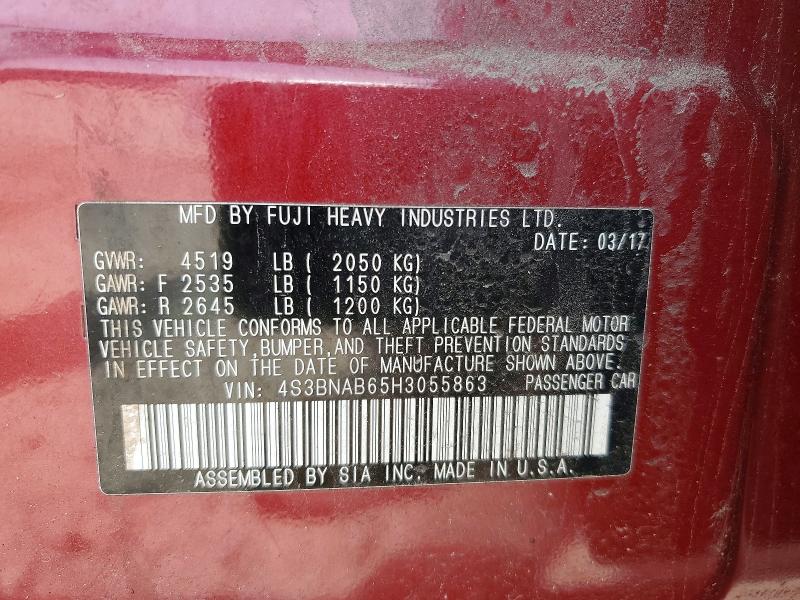 Продаж на аукціоні авто 2017 Subaru Legacy, vin: 4S3BNAB65H3055863, номер лоту: 54978586