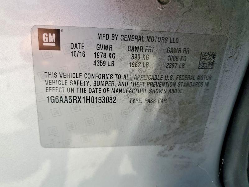 Aukcja sprzedaży 2017 Cadillac Ats, vin: 1G6AA5RX1H0153032, numer aukcji: 54396026