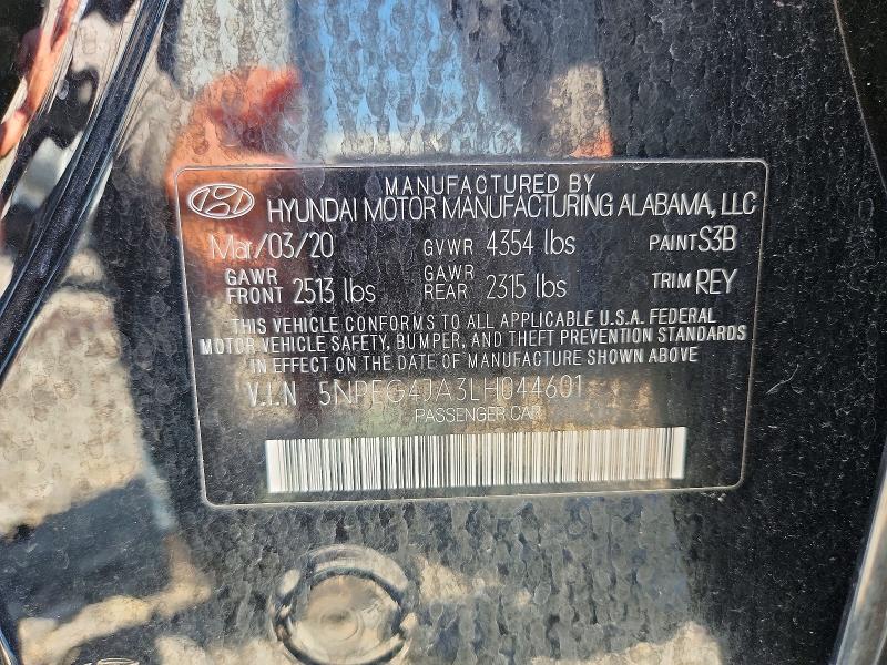 52727436 :رقم المزاد ، 5NPEG4JA3LH044601 vin ، 2020 Hyundai Sonata مزاد بيع