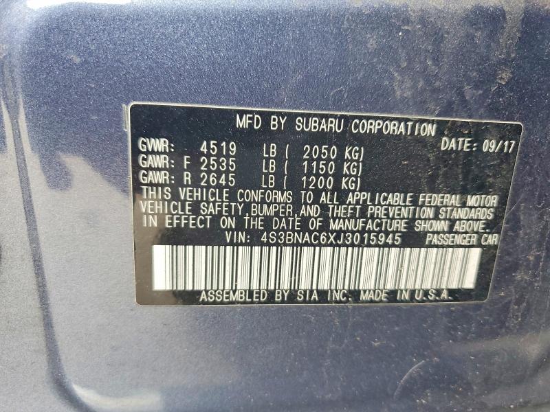 Aukcja sprzedaży 2018 Subaru Legacy, vin: 4S3BNAC6XJ3015945, numer aukcji: 53106866