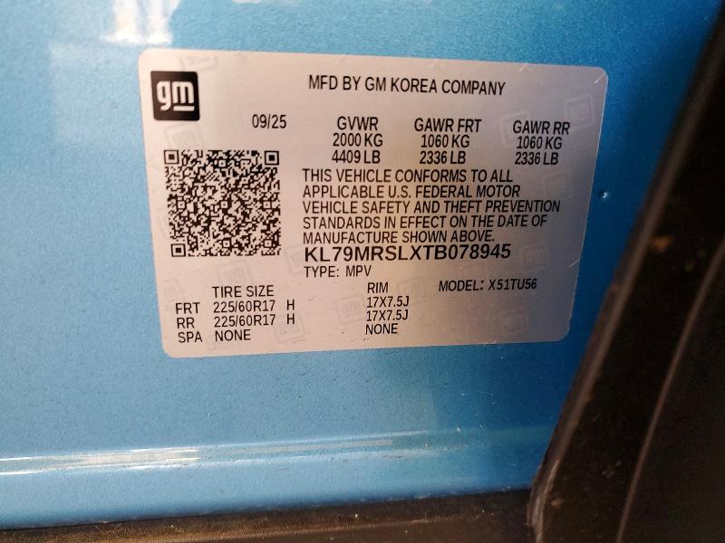 2026 Chevrolet Trailblazer მანქანა იყიდება აუქციონზე, vin: KL79MRSLXTB078945, აუქციონის ნომერი: 53525906