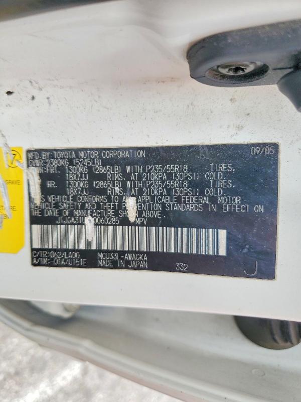 Aukcja sprzedaży 2006 Lexus Rx, vin: JTJGA31U460060285, numer aukcji: 52600426