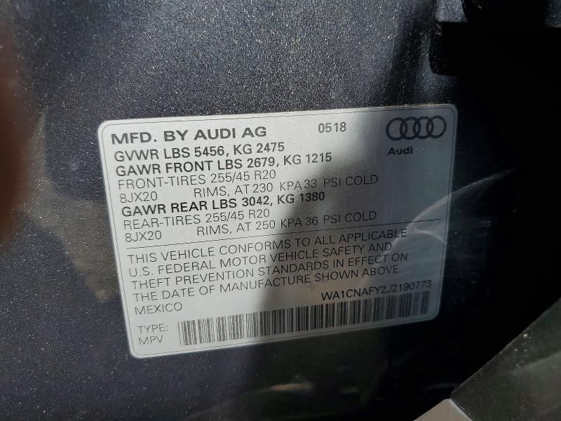 Aukcja sprzedaży 2018 Audi Q5, vin: WA1CNAFY2J2190773, numer aukcji: 53353856