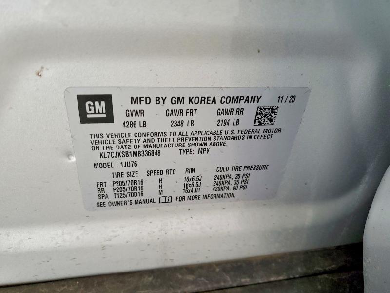 Aukcja sprzedaży 2021 Chevrolet Trax, vin: KL7CJKSB1MB336848, numer aukcji: 52924746